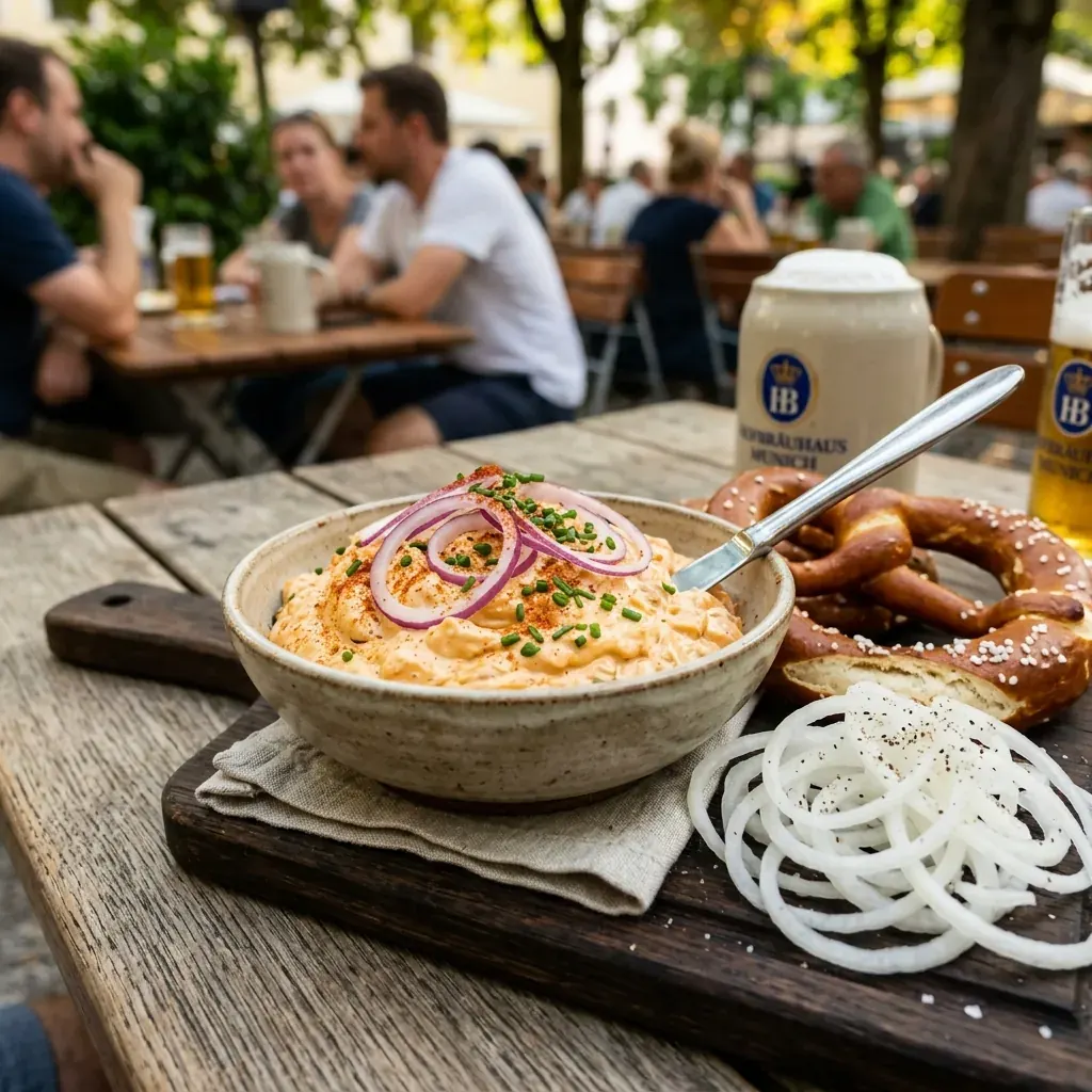 Bayerischer Obatzda mit Rettich und Breze